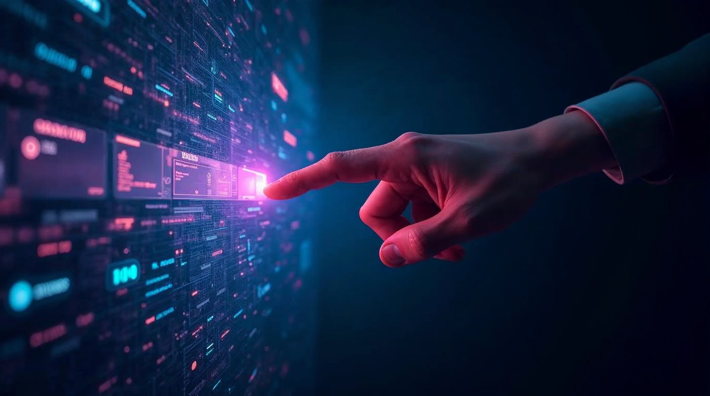 Interfaz futurista mostrando recomendaciones de marcas por motor de IA