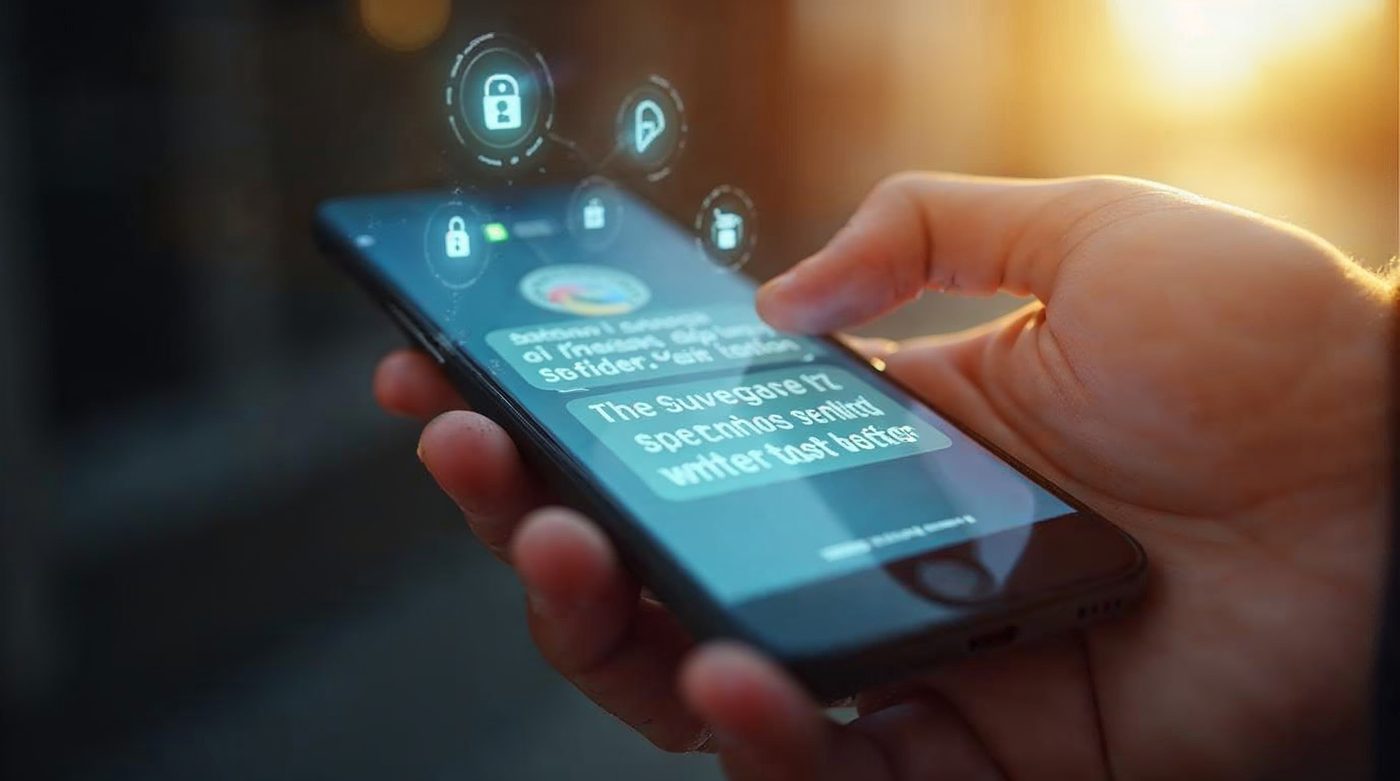 Smartphone con chat de atención al cliente con sugerencias IA