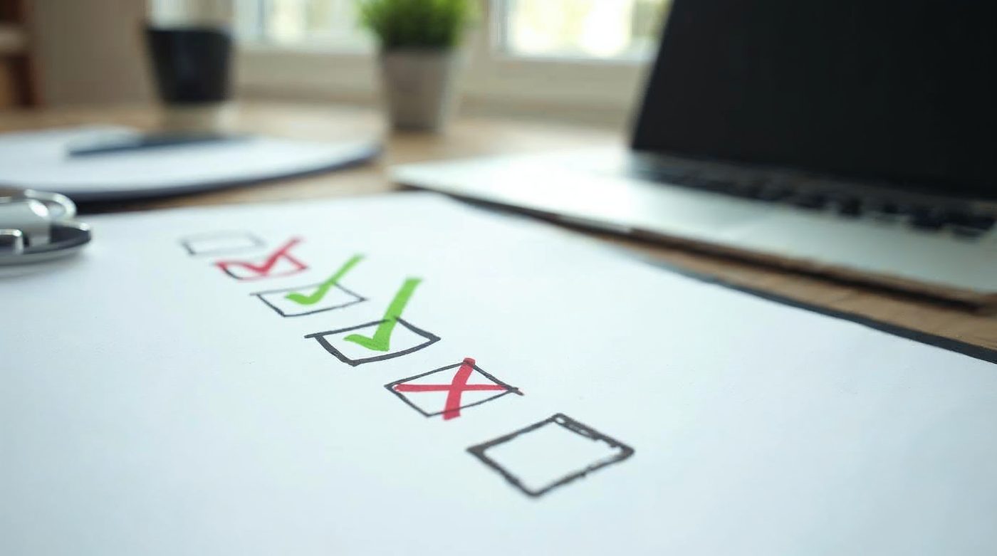 Checklist con errores marcados y soluciones aprobadas
