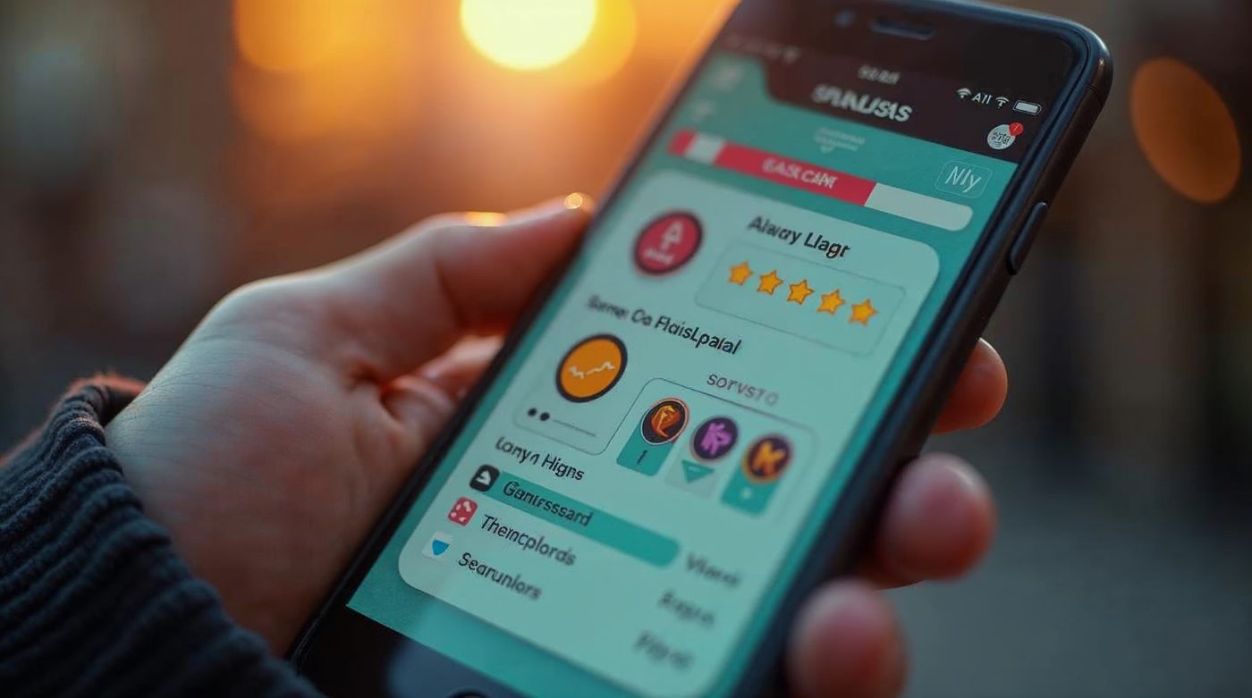 Smartphone con app de aprendizaje gamificado y leaderboard