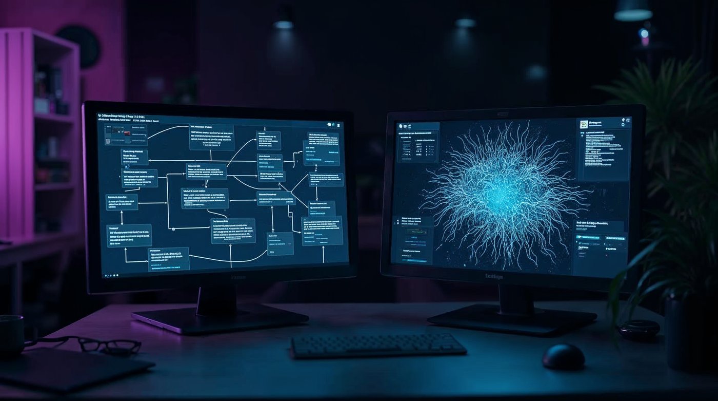 Comparación visual entre IA estructurada y IA generativa