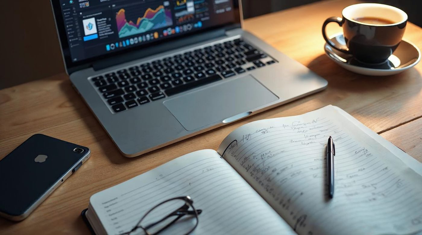 Escritorio de freelance con asistente IA y planner