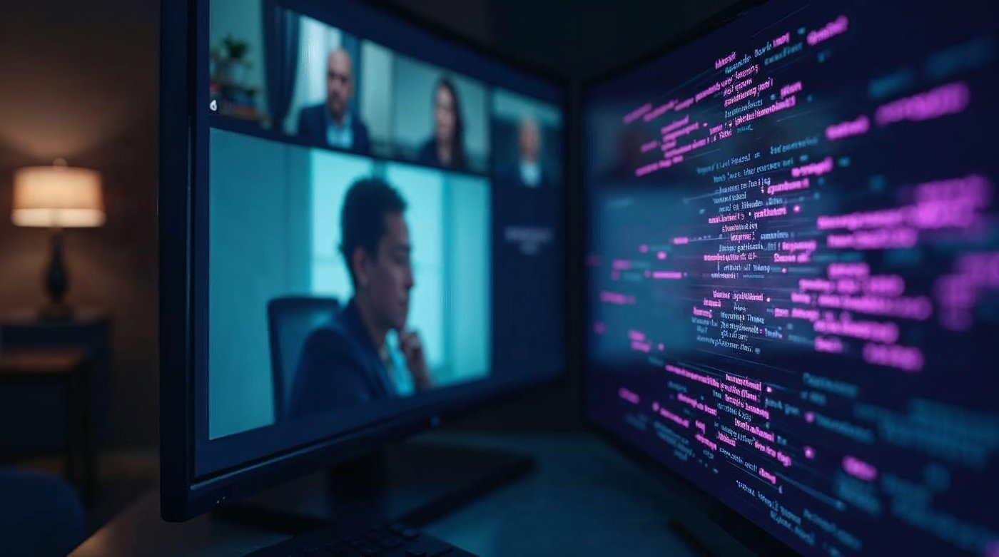 Pantalla mostrando transcripción en vivo y resumen IA durante reunión