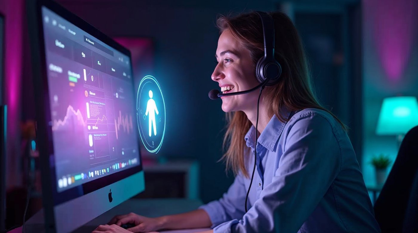 SDR en discovery call con asistente IA mostrando datos clave