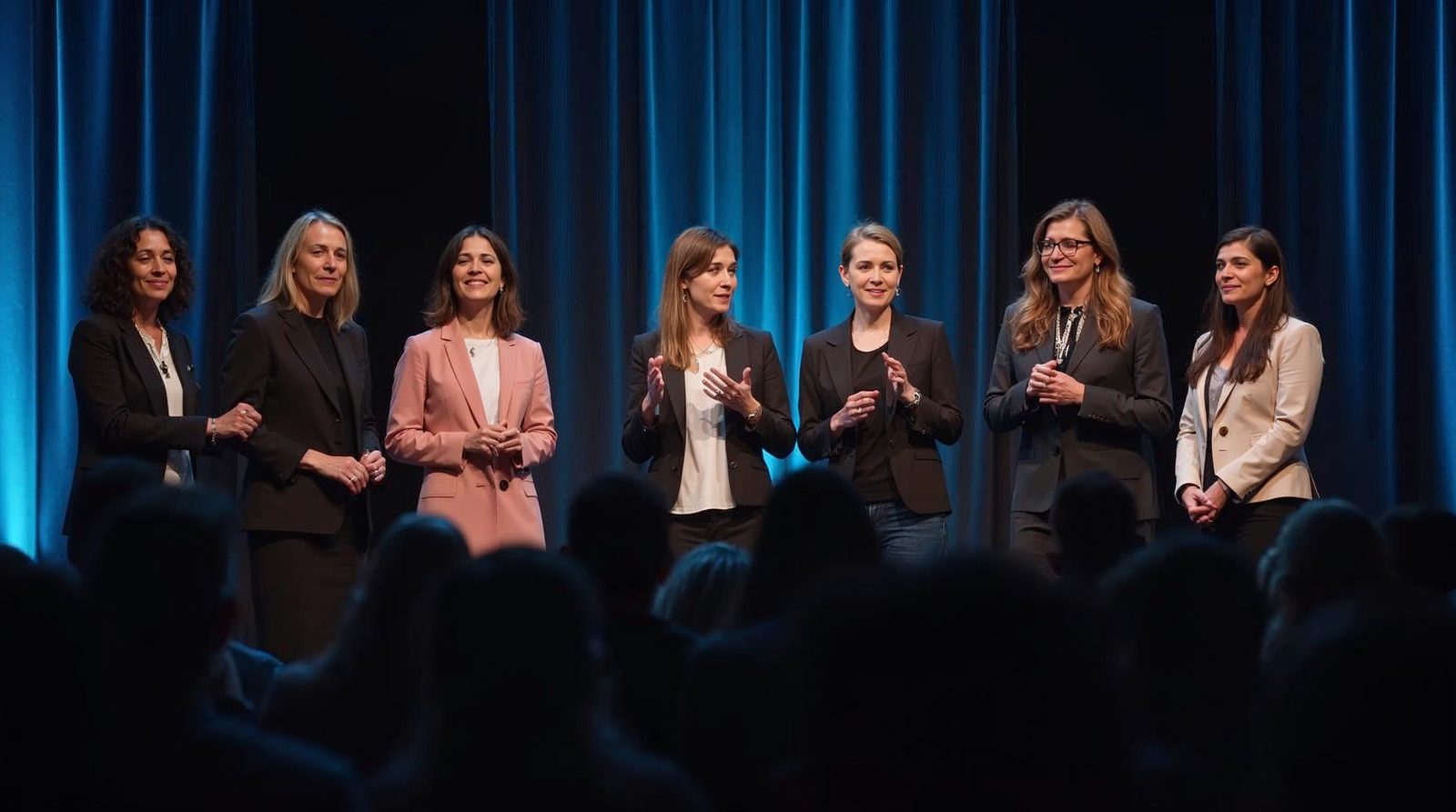 Mujeres líderes en tech e IA en escenario