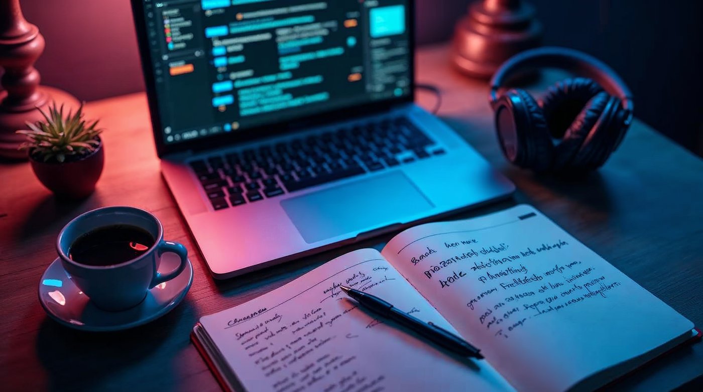 Espacio de trabajo de marketing con interfaz de ChatGPT y planificación estratégica