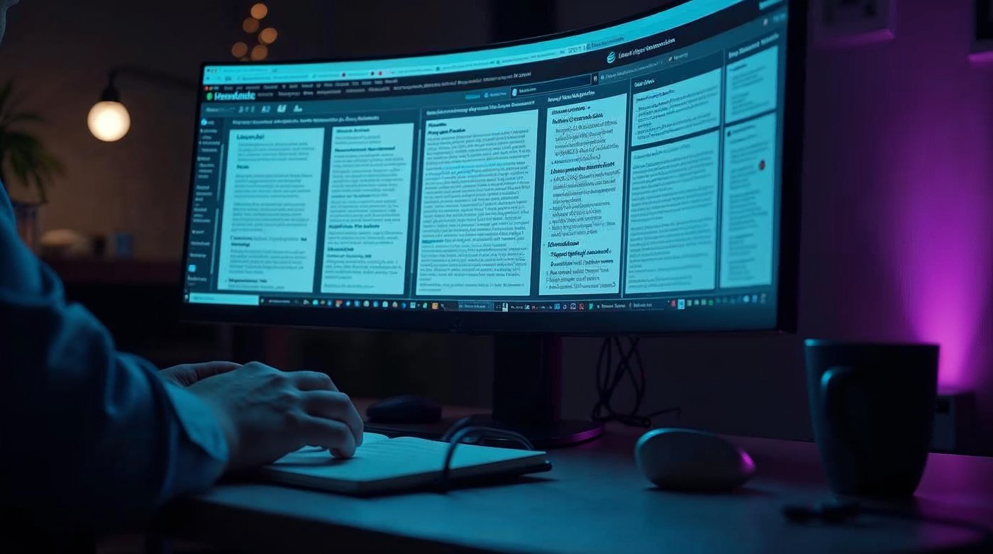 Investigador usando Perplexity con fuentes citadas en pantalla