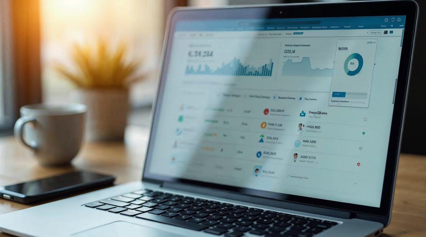 Laptop con CRM mostrando primeros deals