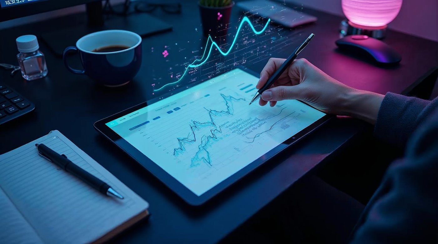 Tablet mostrando análisis de métricas de retorno de inversión de formación corporativa